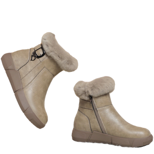 Women's Waterproof Cotton Leather Boots (Real Leather)